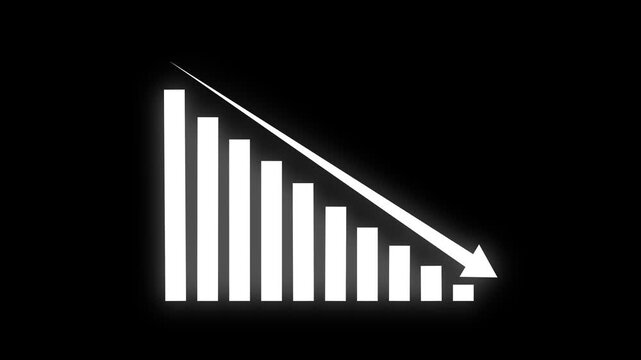 Animated down graph icon designed in flat icon style, business or finance concept icon. Finance, Business Info graphic animation, Bar graph.