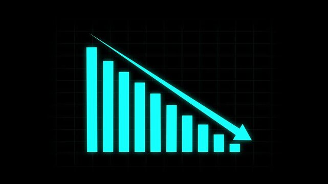 Animated down graph icon designed in flat icon style, business or finance concept icon. Finance, Business Info graphic animation, Bar graph.