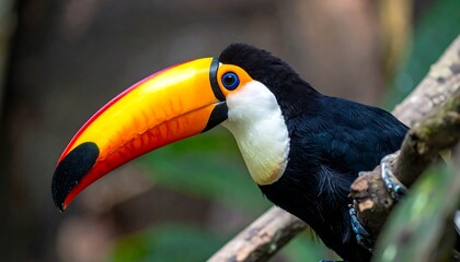 Naklejka premium Close-up toucan on branch