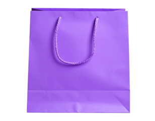 Purple paper shopping bag with handles