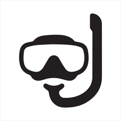 Snorkel Mask icon silhouette vector with white background