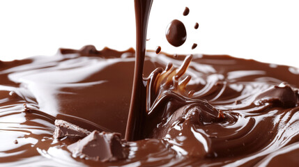 Chocolate Pouring Splash isolated on a transparent background