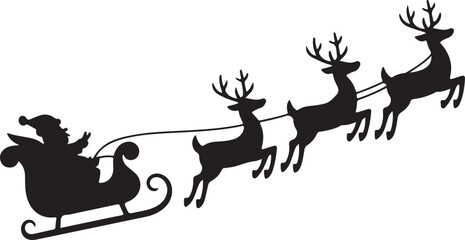 Christmas sleigh ride silhouette vector