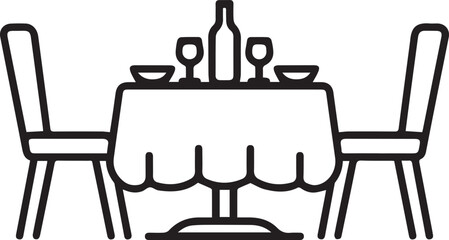 Elegant table setting for two with wine bottle and glasses dinner date romance