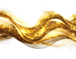 Abstract gold waves with glittering sparkles