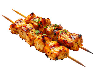 Grilled chicken skewers with a glossy glaze