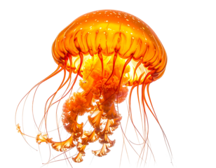Fiery orange jellyfish, vibrant,  glowing,  isolated