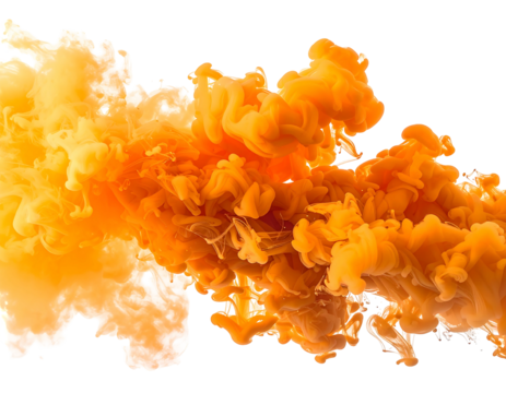 Abstract orange and white ink swirling in liquid