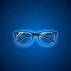 Luminous Eyeglasses Icon Illuminating Vision and Clarity on a Deep Blue Canvas