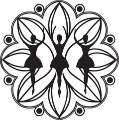 Mandala with three dancing ballerinas Keywords: mandala, dancers, ballerinas, ballet, dance