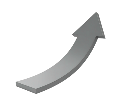Gray upward curving arrow graphic