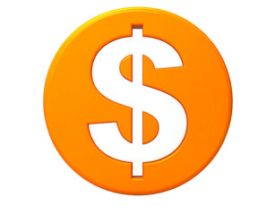 Obraz premium Orange circle icon, white dollar sign