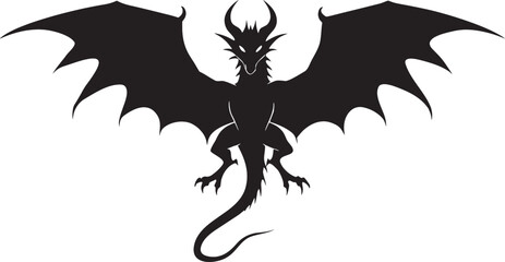 Dragon Wing Spread Silhouette Vector – Majestic Flying Mythical Creature