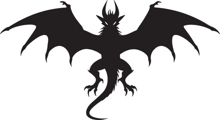 Dragon Wing Spread Silhouette Vector – Majestic Flying Mythical Creature