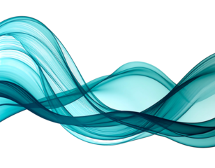 Abstract teal waves on black background
