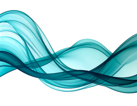 Abstract teal waves on black background