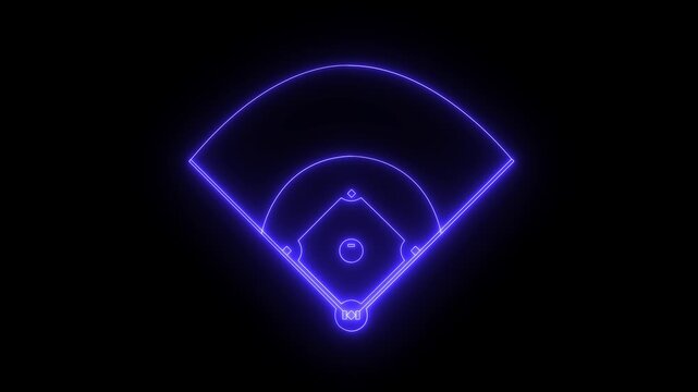 Baseball diamond neon line diagram. Animation of digital baseball field with glowing elements and data visualization  Baseball diamond graphic Clipart image isolated on black background 4k video, - Powered by Adobe