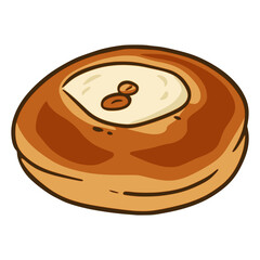 Vatrushka Russian sweet pastry flat color vector illustration template design