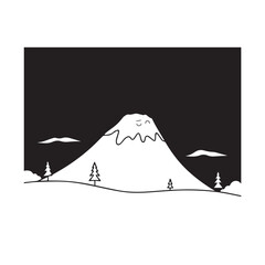 Black and White Mountain Illustration Image in Minimalist Line Art Style, Clean and Elegant Design