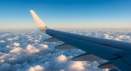Obraz premium Airplane wing above clouds