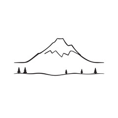 Black and White Mountain Illustration Image in Minimalist Line Art Style, Clean and Elegant Design