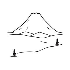 Black and White Mountain Illustration Image in Minimalist Line Art Style, Clean and Elegant Design