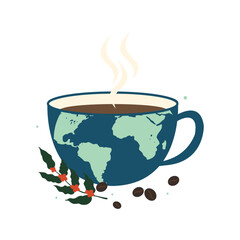 Global Coffee Cup with World Map Design