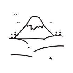 Black and White Mountain Illustration Image in Minimalist Line Art Style, Clean and Elegant Design