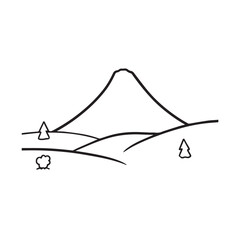 Black and White Mountain Illustration Image in Minimalist Line Art Style, Clean and Elegant Design