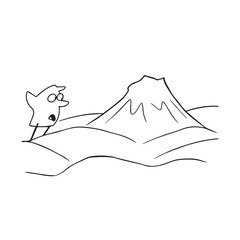 Black and White Mountain Illustration Image in Minimalist Line Art Style, Clean and Elegant Design