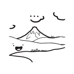 Black and White Mountain Illustration Image in Minimalist Line Art Style, Clean and Elegant Design