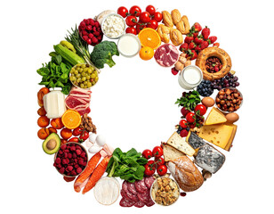 Colorful food arranged in a circular wreath