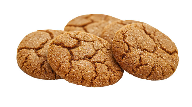 Ginger cookies with sugar coating isolated on a transparent background