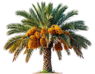 Date palm laden with ripe fruit