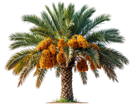 Date palm laden with ripe fruit