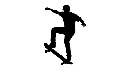 Youthful Vector Silhouette of a Teenager Practicing Skateboarding Tricks with Style and Flair