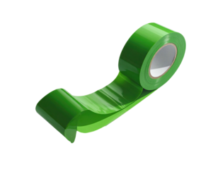 Bright green tape roll, curled and displayed