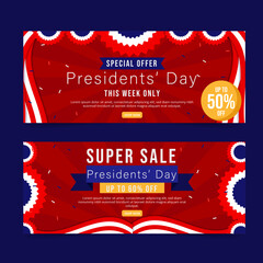 Flat presidents day sale horizontal banners set