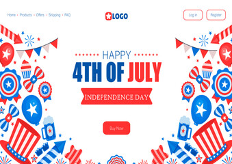 Landing page template for american 4th of july celebration