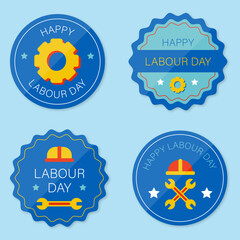 Flat design labour day labels