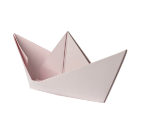 Light pink paper origami boat, simple design