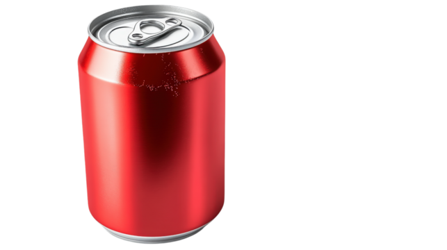Red Aluminum Drink Can isolated on a transparent background