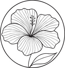 Fototapeta premium hibiscus line art silhouette vector illustration