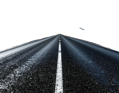 Empty highway stretches into a dark, seemingly endless night.  A single white line marks the road's center, with a wet asphalt surface.  A faint, distant light shines ahead