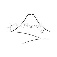 Black and White Mountain Illustration Image in Minimalist Line Art Style, Clean and Elegant Design