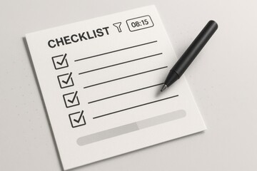 Illustrated checklist with pen and checked boxes symbolizing productivity planning and business task management
