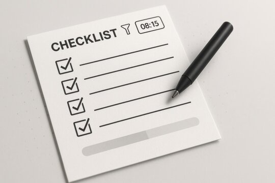 Illustrated checklist with pen and checked boxes symbolizing productivity planning and business task management
