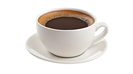 Fototapeta premium White cup of coffee with foam isolated on a transparent background