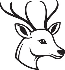 Black And White Line Art Deer Head With Antlers stag © shamim