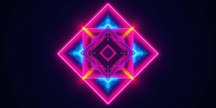 Abstract Neon Geometric Kaleidoscopic Art
